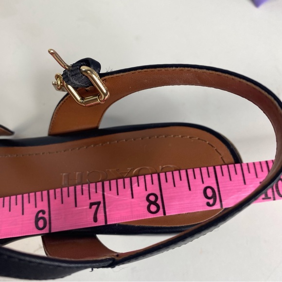 Coach Black Leather 2" Block Heel Gold Hardware Sandals Shoes Size 7 - Picture 11 of 13